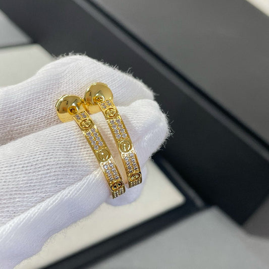 [Love More]LOVE DIAMOND GOLD HOOP EARRINGS