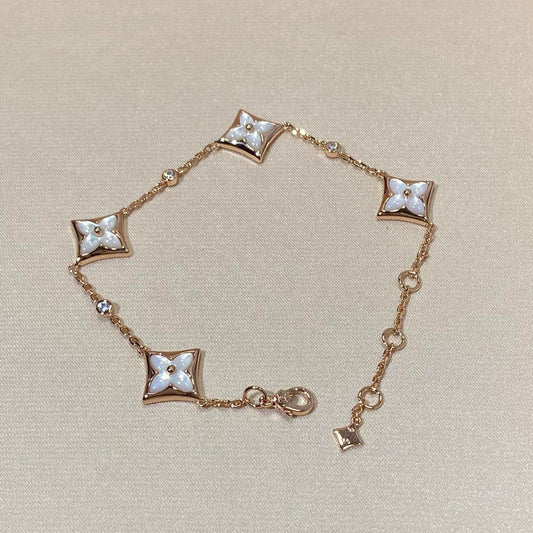 [Love More]STAR 4 MOTIF MOP DIAMOND PINK GOLD BRACELET