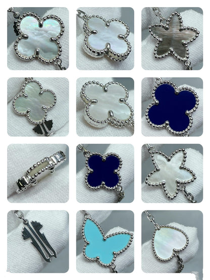 [Love More]LUCKY CLOVER SILVER 11 MOTIF NECKLACE