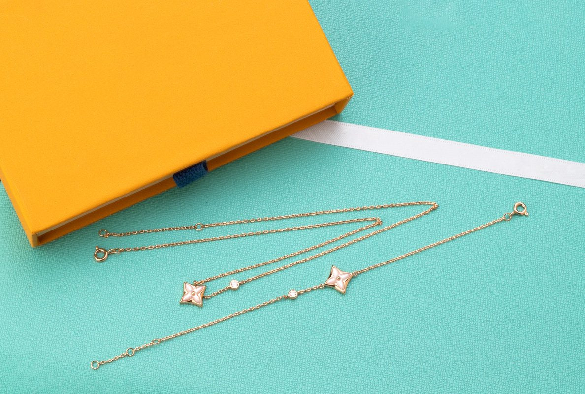 [Love More]STAR PINK MOP 1 DIAMOND PINK GOLD NECKLACE