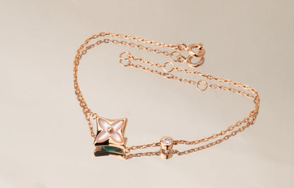 [Love More]STAR PINK MOP 1 DIAMOND PINK GOLD NECKLACE