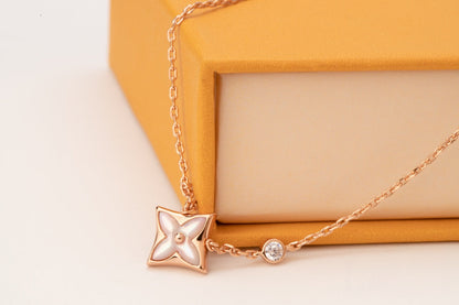 [Love More]STAR PINK MOP 1 DIAMOND PINK GOLD NECKLACE