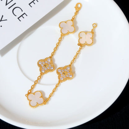 [Love More]CLOVER BRACELET 5 MOTIF WHITE MOP DIAMOND