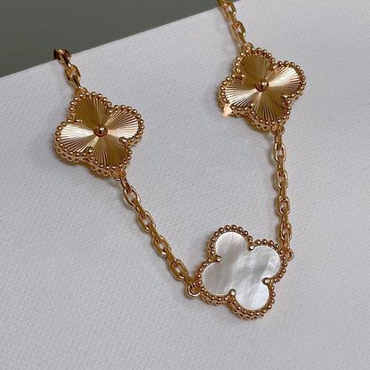 [Love More]CLOVER BRACELET 5 MOTIF WHITE MOP PINK GOLD