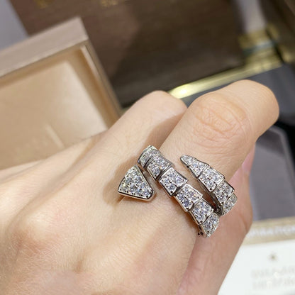 [Love More]SERPENTI DOUBLE RING SILVER DIAMOND PAVED