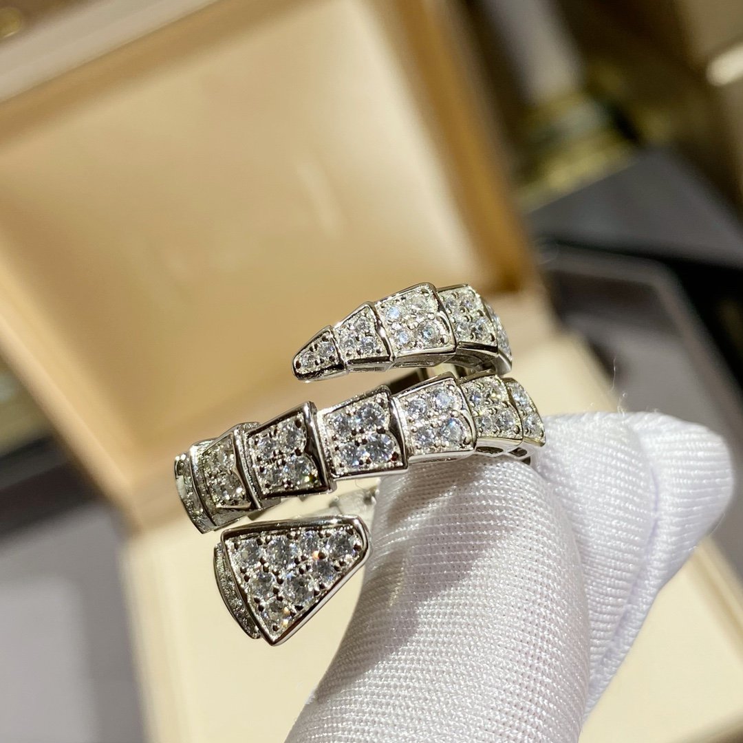 [Love More]SERPENTI DOUBLE RING SILVER DIAMOND PAVED