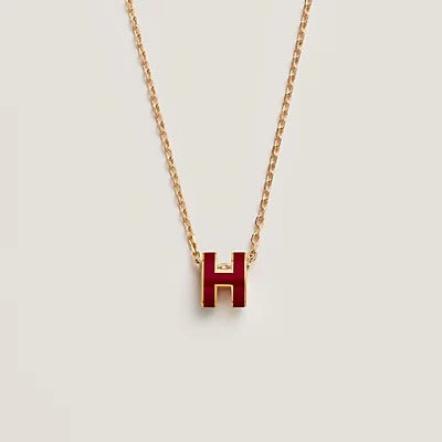 [Love More]HM CLIC RED ENAMEL GOLD NECKLACE