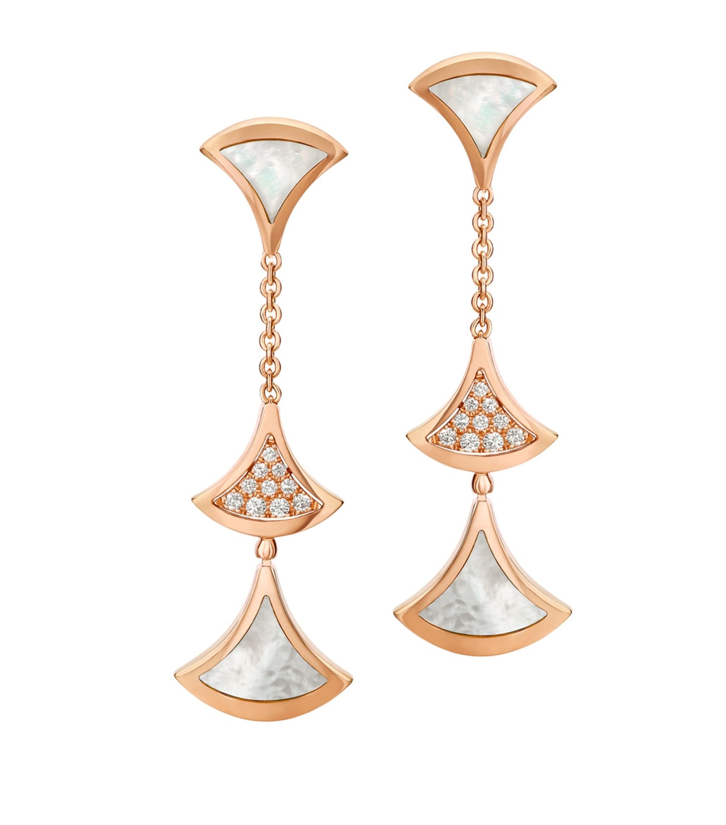 [Love More]DREAM EARRINGS 3 MOTIFS DIAMOND MOP PINK GOLD