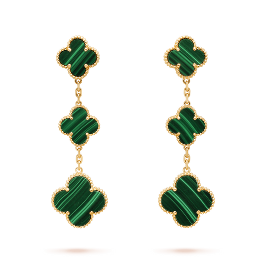 [Love More]CLOVER MALACHITE 3 MOTIFS GOLD