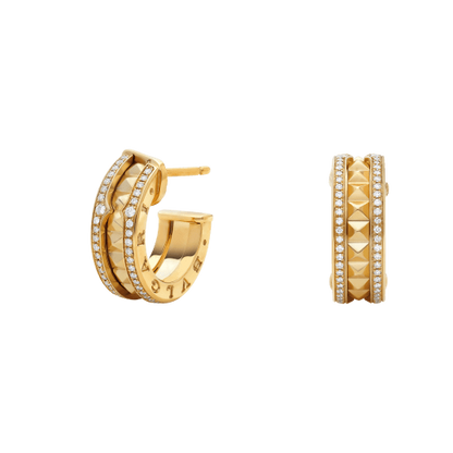 [Love More]ZERO 1 ROCK GOLD EARRINGS WITH STUDDED SPIRAL AND PAVED DIAMONDS