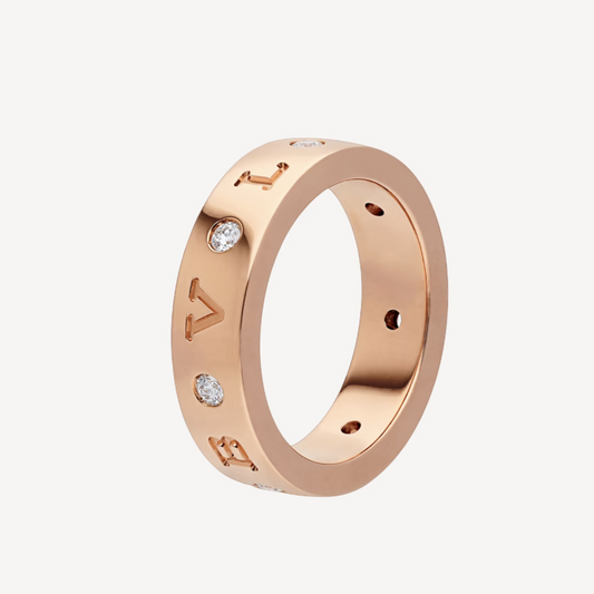 [Love More]ZERO 1 ESSENTIAL PINK GOLD BAND WITH DIAMONDS RING