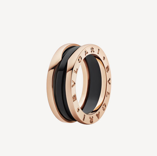 [Love More]ZERO 1 TWO-BAND LOOPS AND BLACK CERAMIC PINK GOLD RING