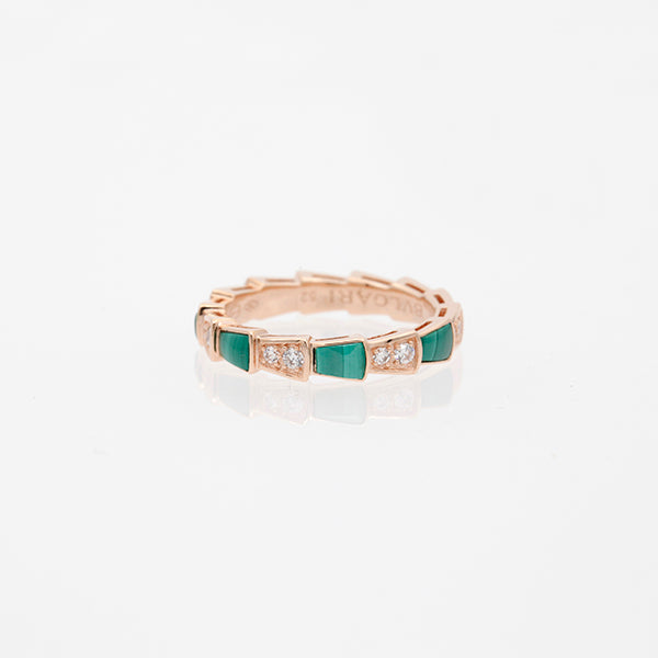 [Love More]SERPENTI RING PINK GOLD MALACHITE DIAMOND 3MM