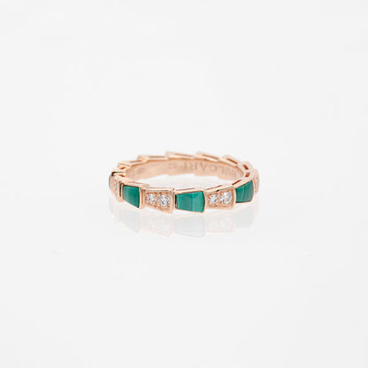 [Love More]SERPENTI RING PINK GOLD MALACHITE DIAMOND 3MM