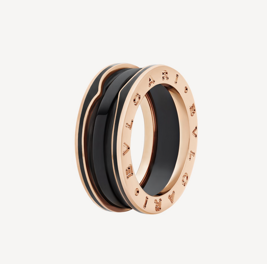 [Love More]ZERO 1 TWO-BAND WITH MATTE BLACK CERAMIC PINK GOLD RING