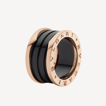 [Love More]ZERO 1 FOUR-BAND LOOPS AND BLACK CERAMIC SPIRAL PINK GOLD RING