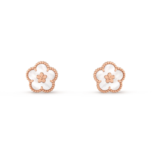 [Love More]LUCKY PINK GOLD WHITE MOP EARRINGS