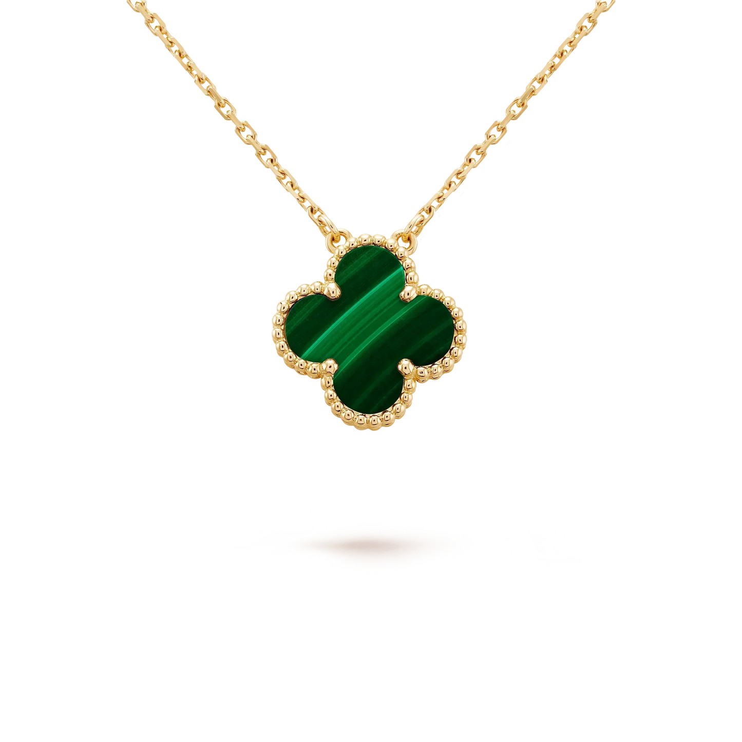 [Love More]CLOVER 15MM MALACHITE SINGLE FLOWER  NECKLACE