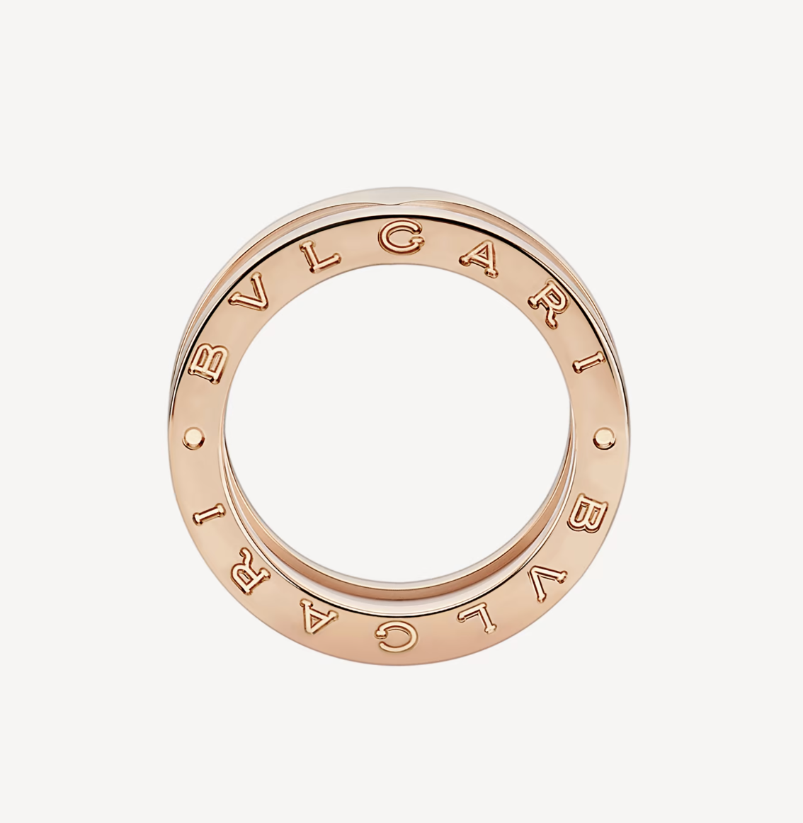 [Love More]ZERO 1 TWO-BAND LOOPS AND WHITE CERAMIC SPIRAL PINK GOLD RING