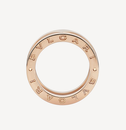 [Love More]ZERO 1 TWO-BAND LOOPS AND WHITE CERAMIC SPIRAL PINK GOLD RING