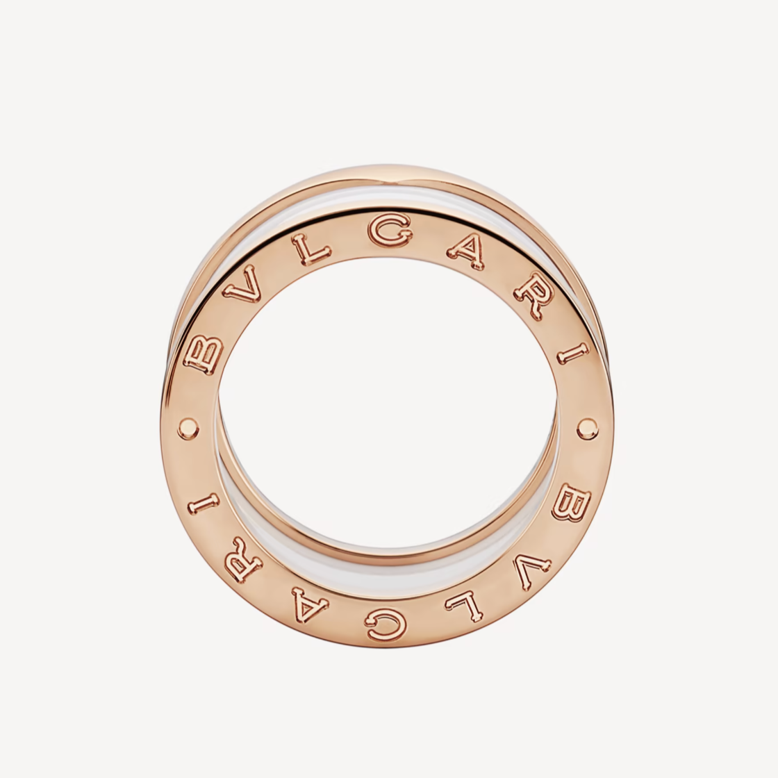 [Love More]ZERO 1 FOUR-BAND LOOPS AND WHITE CERAMIC SPIRAL PINK GOLD RING