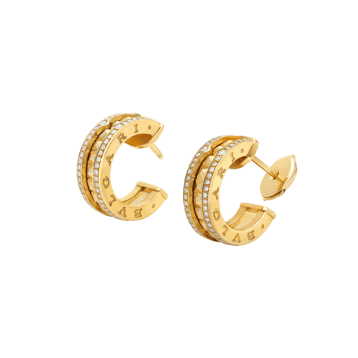 [Love More]ZERO 1 ROCK GOLD EARRINGS WITH STUDDED SPIRAL AND PAVED DIAMONDS