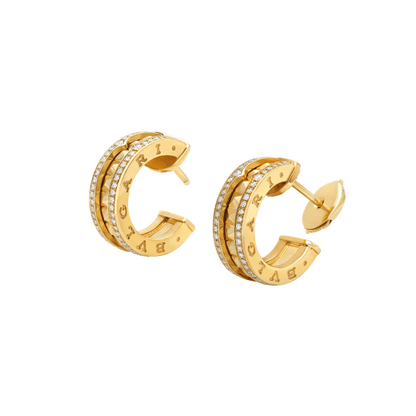 [Love More]ZERO 1 ROCK GOLD EARRINGS WITH STUDDED SPIRAL AND PAVED DIAMONDS