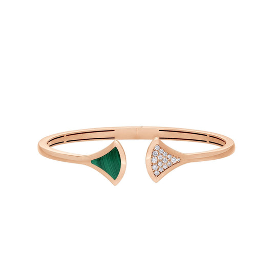 [Love More]DREAM BRACELET OPEN MALACHITE PINK GOLD