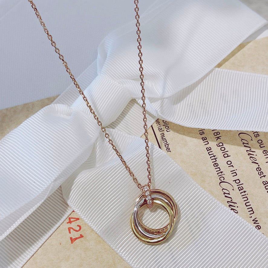 [Love More]TRINITY NECKLACE GOLD  DIAMONDS