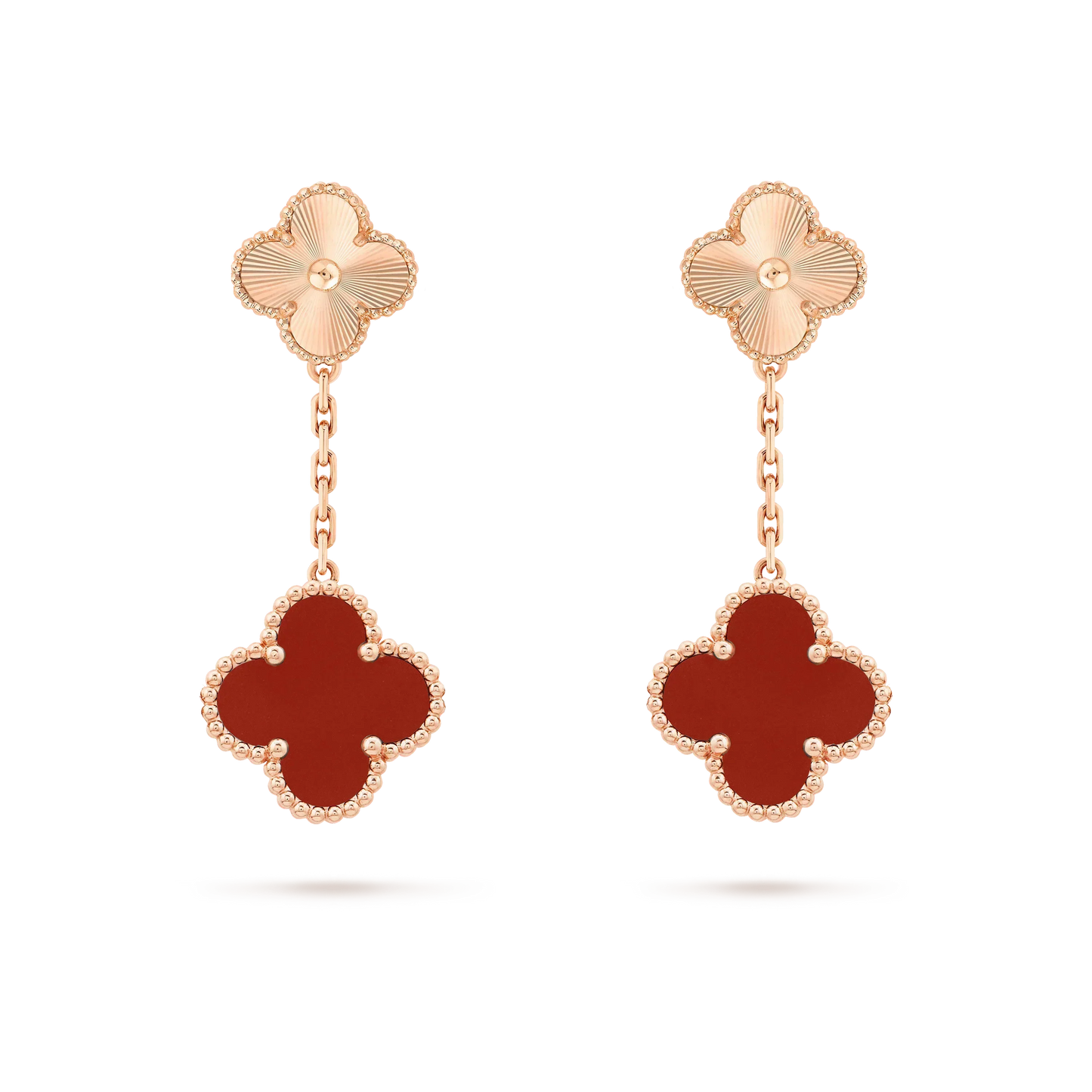 [Love More]CLOVER 2 MOTIF  LASER CARNELIAN EARRINGS