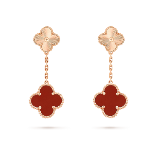 [Love More]CLOVER 2 MOTIF  LASER CARNELIAN EARRINGS