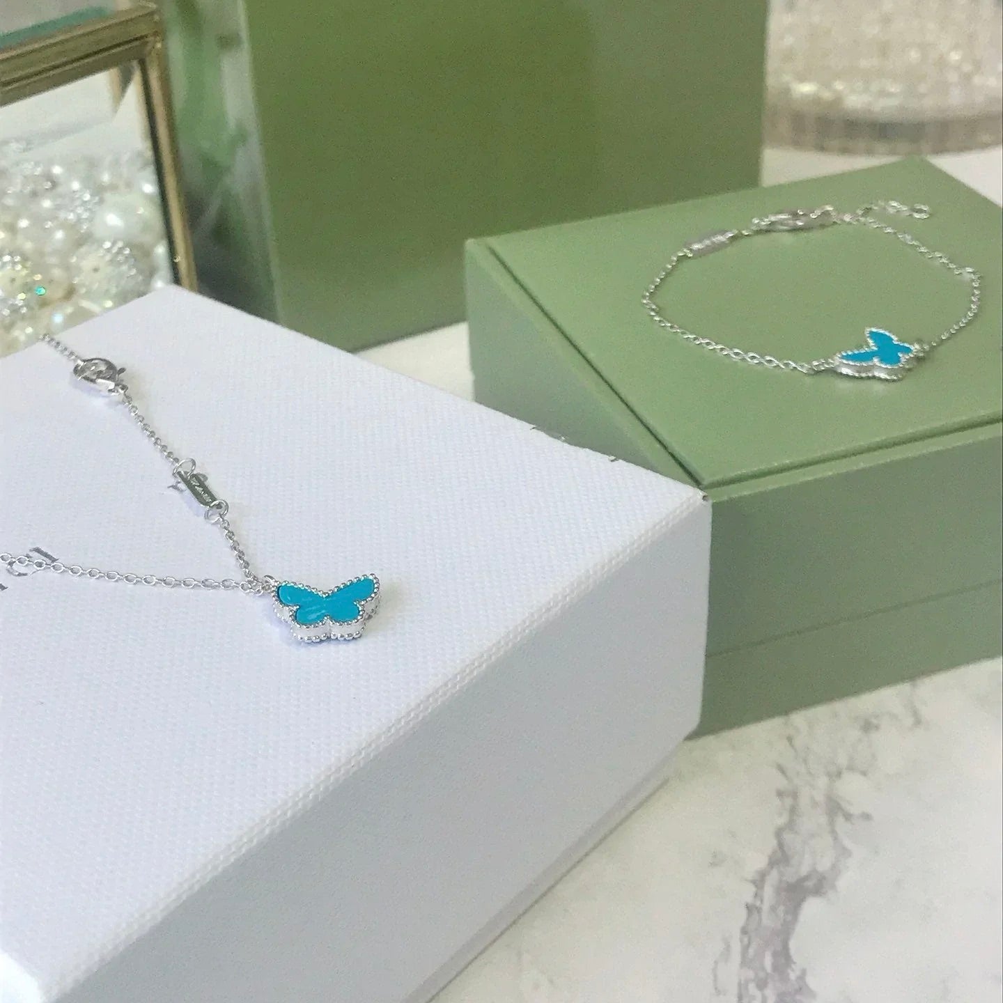 [Love More]BUTTERFLY TURQUOISE BUTTERFLY BRACELET SILVER