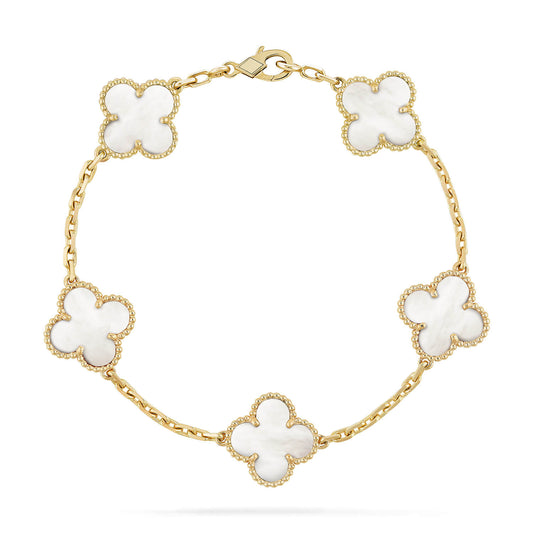 [Love More]CLOVER  5 MOTIF WHITE MOP BRACELET