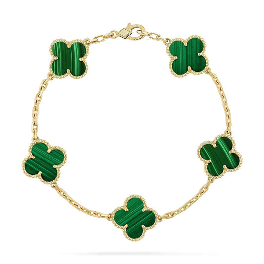 [Love More]CLOVER 5 MOTIFS MALACHITE BRACELET