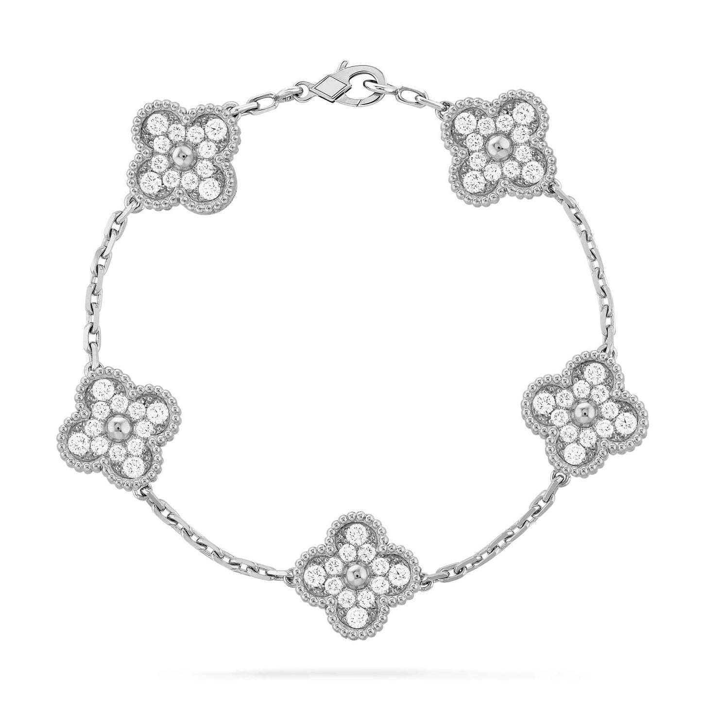 [Love More]CLOVER 5 MOTIFS  DIAMOND BRACELET SILVER