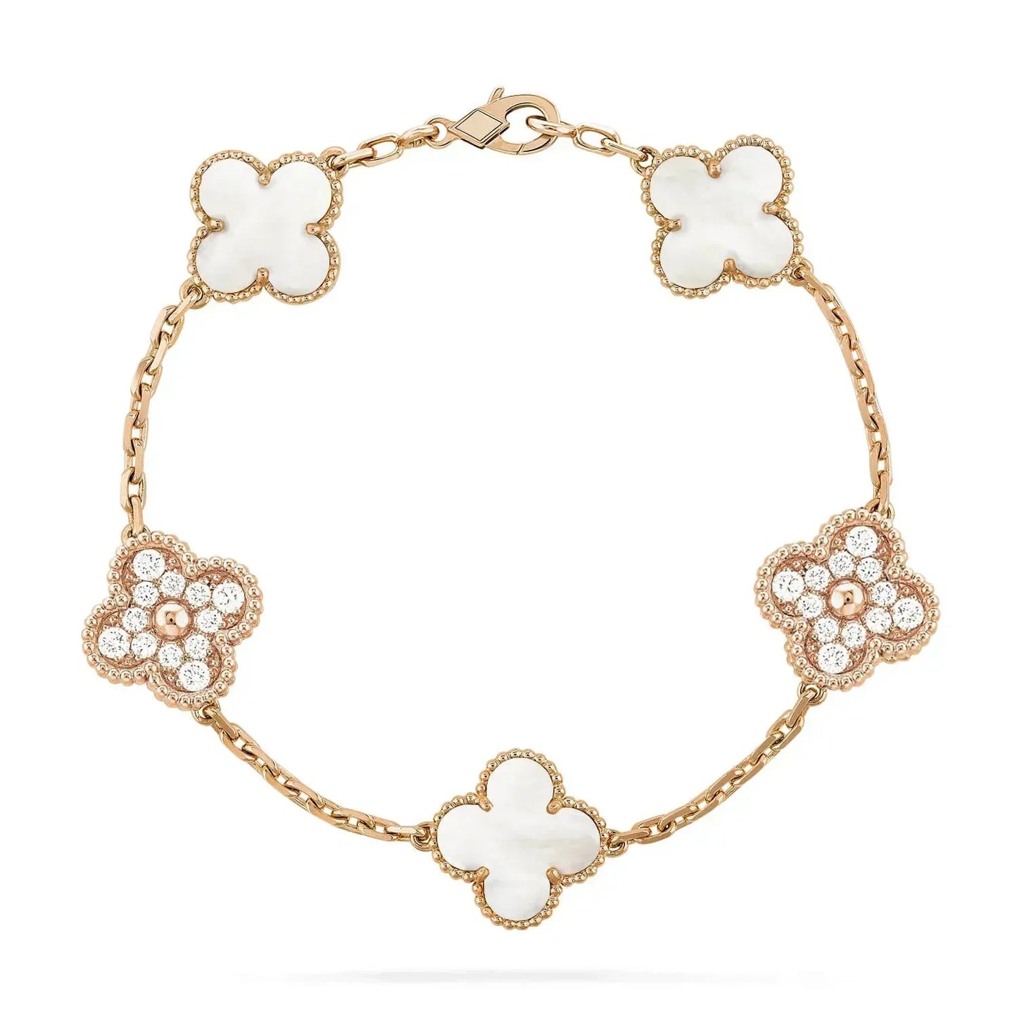 [Love More]CLOVER BRACELET 5 MOTIF WHITE MOP DIAMOND