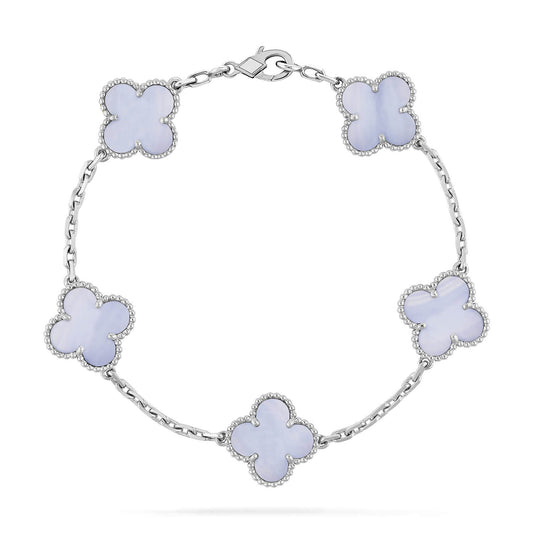 [Love More]CLOVER  5 MOTIF PURPLE CHALCEDONY BRACELET SILVER