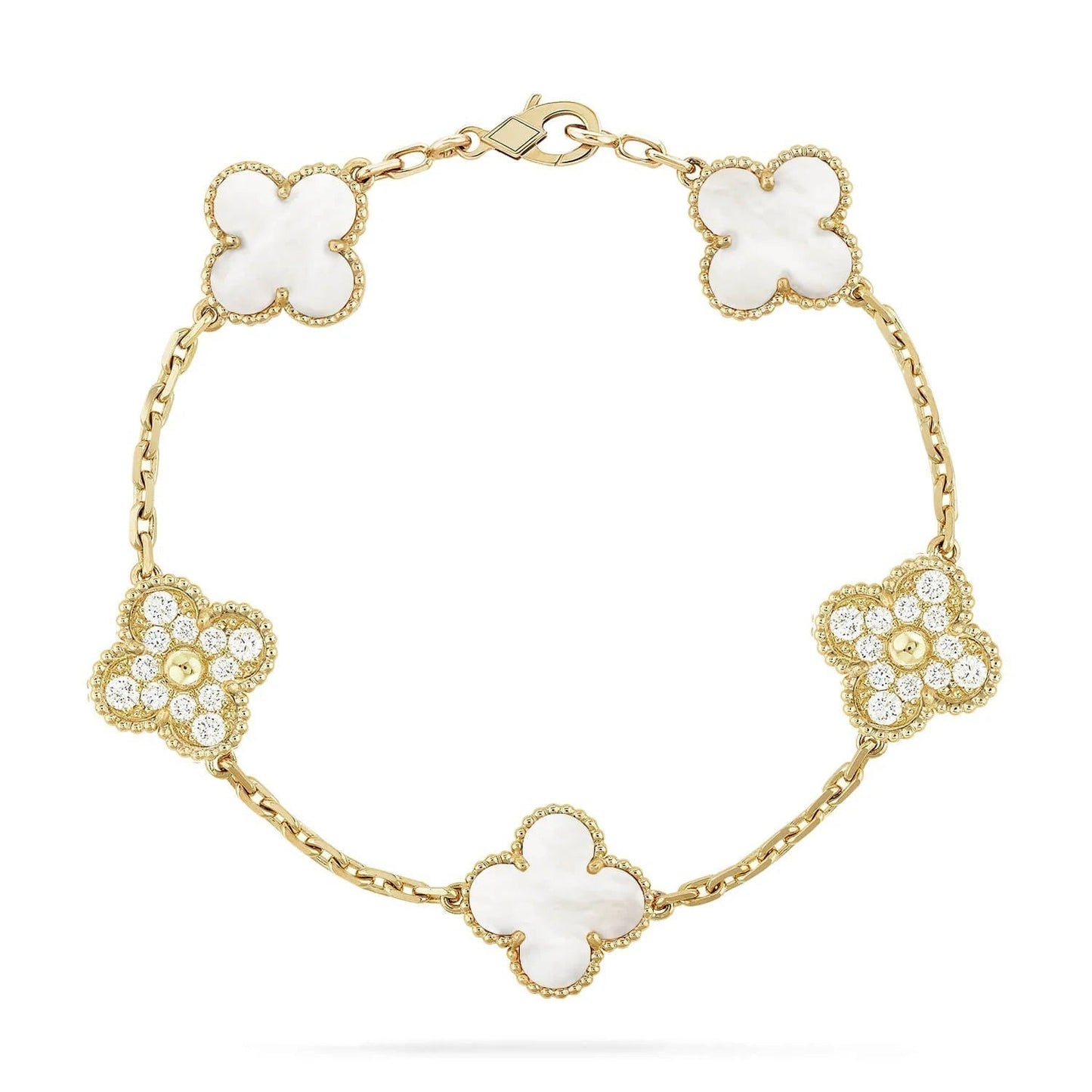 [Love More]CLOVER BRACELET 5 MOTIF WHITE MOP DIAMOND