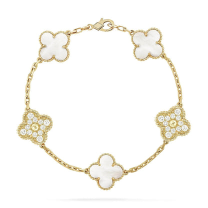 [Love More]CLOVER BRACELET 5 MOTIF WHITE MOP DIAMOND