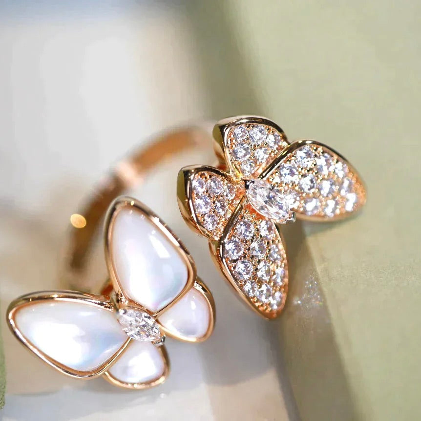 [Love More]TWIN BUTTERFLY DIAMOND MOP RING