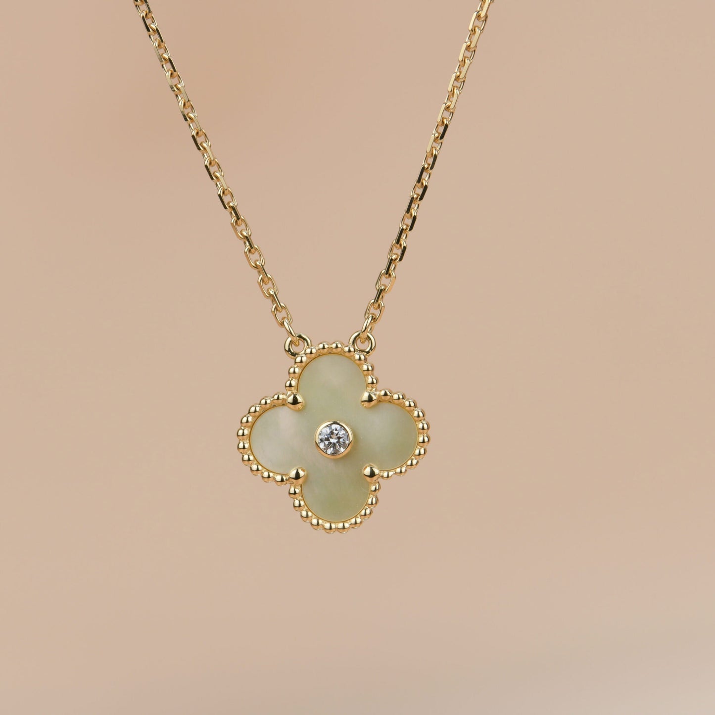 [Love More]CLOVER 15MM DIAMOND GOLD MOTHER OF PEARL NECKLACE