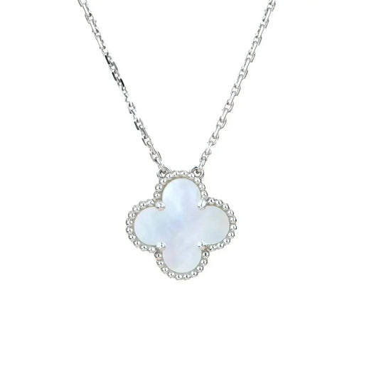 [Love More]CLOVER  15MM WHITE MOTHER-OF-PEARL SILVER