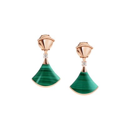 [Love More]DREAM MALACHITE PINK GOLD EARRINGS