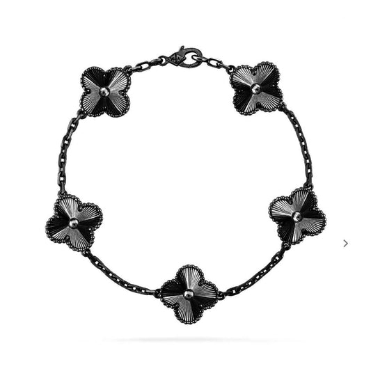 [Love More]CLOVER 5 MOTIF BLACK BRACELET