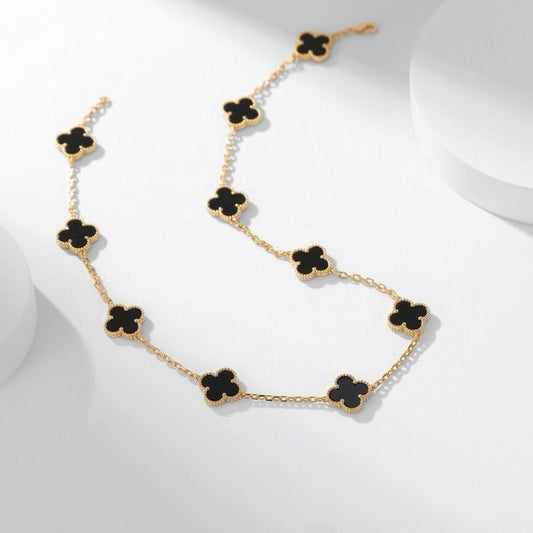 [Love More]CLOVER 10 MOTIFS ONYX NECKLACE