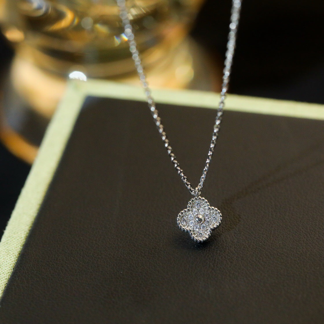 [Love More]CLOVER MINI 9.5MM PENDANT DIAMOND NECKLACE