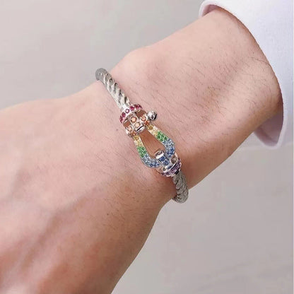 [Love More]FORCE LARGE HORSESHOE  COLORED DIAMOND BRACELET ROSE GOLD