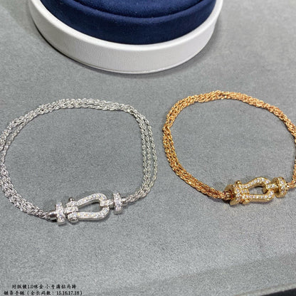 [Love More]FORCE SMALL HORSESHOE  DIAMOND CHAIN ROPE BRACELET