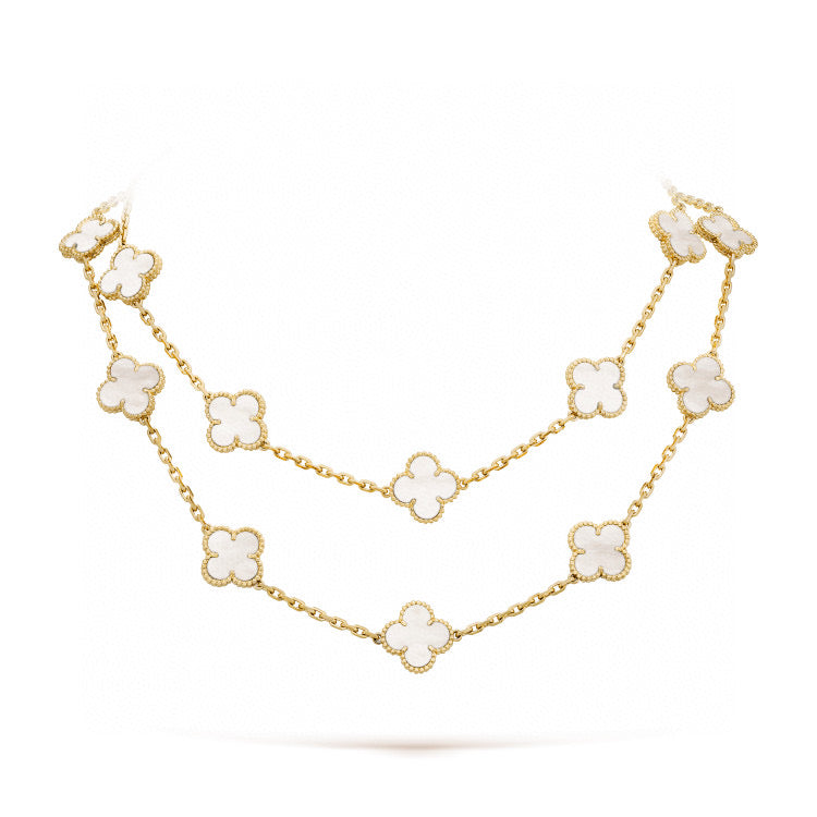 [Love More]CLOVER 20 MOTIFS WHITE MOP NECKLACE