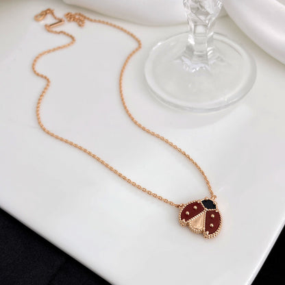 [Love More]LUCKY  CARNELIANS LADYBUG NECKLACE